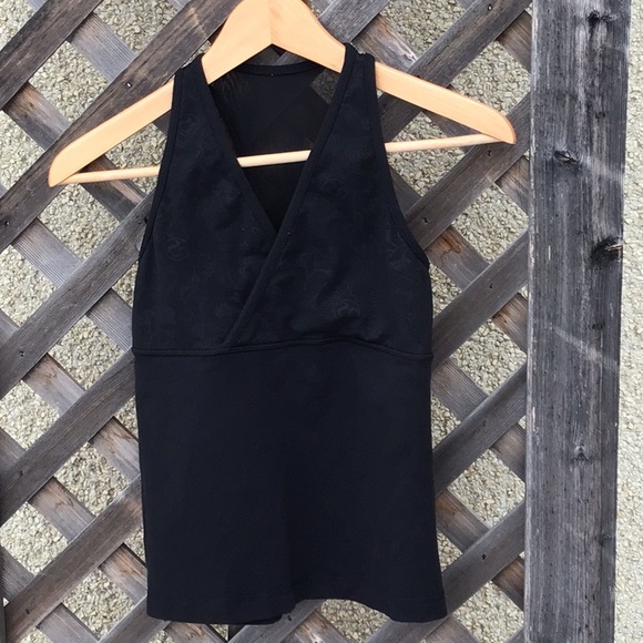 lululemon athletica Tops - Black tank w/ flower and Lululemon symbol design